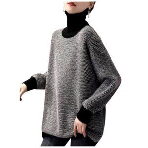NWT Stylewe Black & White Turtleneck Warm Cozy Comfy Cabincore Sweater XXL